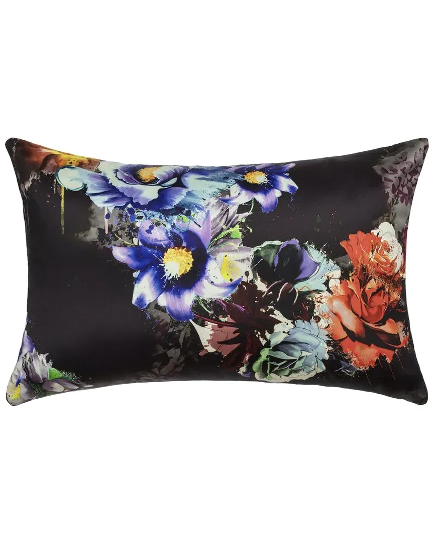 Bright Bouquet Lumbar Pillow Cover - Black, Cotton image
