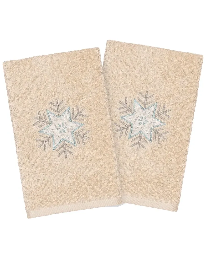 Christmas Crystal Hand Towels Set of 2 - Sand, Turkish Cotton