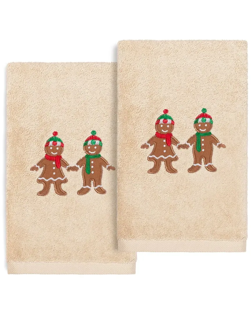 Christmas Gingerbread Hand Towels Set of 2 - Sand, Turkish Cotton