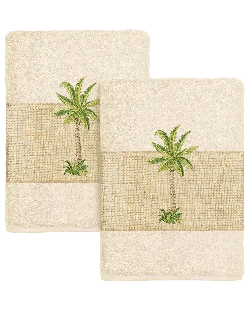 Colton 2-Piece Embellished Washcloth Set - Cream, Turkish Cotton
