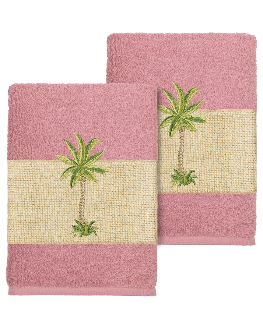 Colton 2-Piece Embellished Washcloth Set - Rose, Turkish Cotton