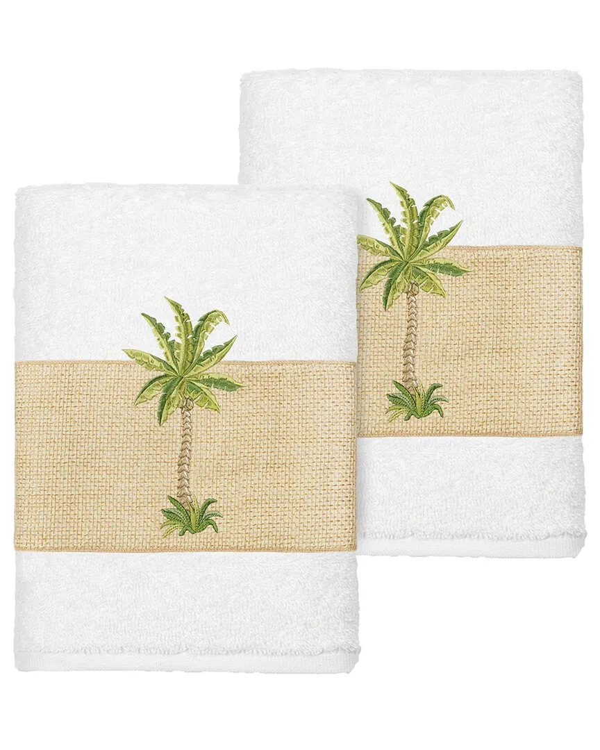 Colton 2-Piece Embellished Washcloth Set - White, Turkish Cotton