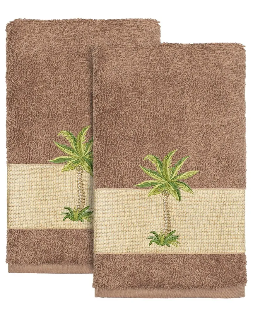 Colton 2Pc Embellished Hand Towel Set - Latte, Turkish Cotton