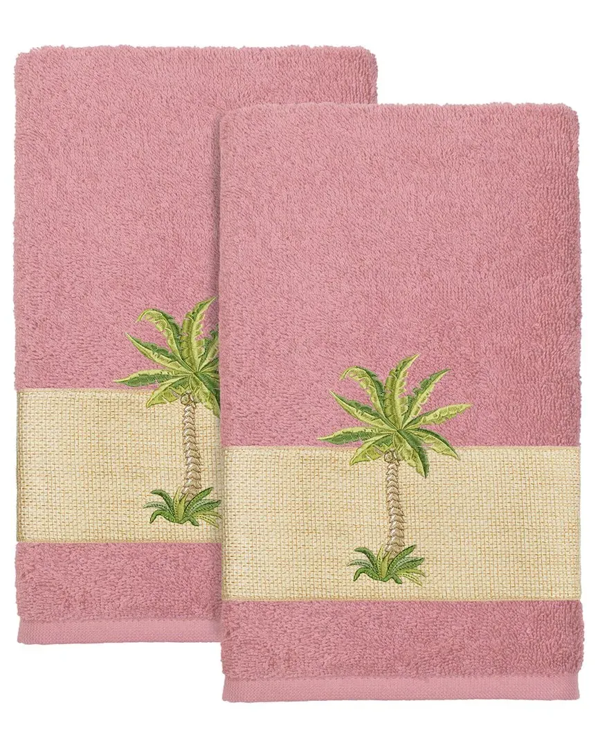Colton 2Pc Embellished Hand Towel Set - Rose, Turkish Cotton