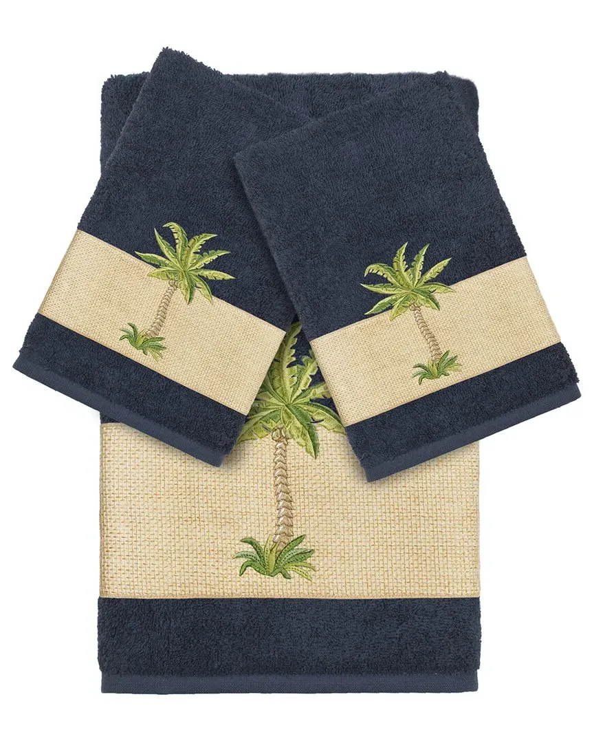 Colton 3-Piece Embellished Bath & Hand Towel Set - Blue