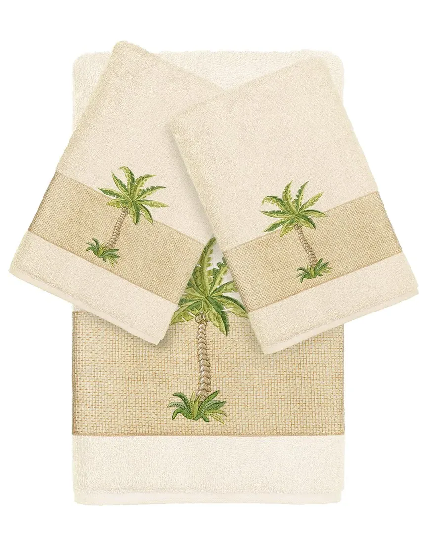 Colton 3-Piece Embellished Bath & Hand Towel Set - Cream