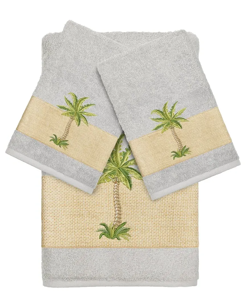 Colton 3-Piece Embellished Bath & Hand Towel Set - Grey