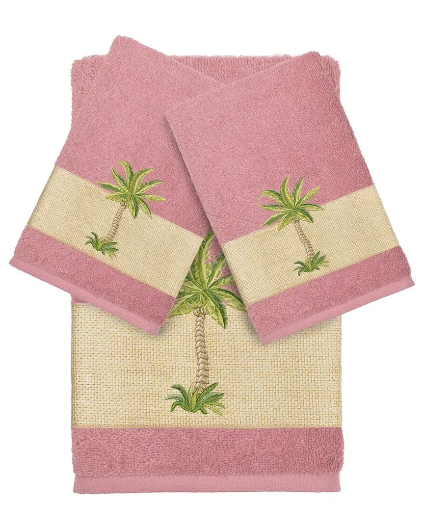 Colton 3-Piece Embellished Bath & Hand Towel Set - Rose