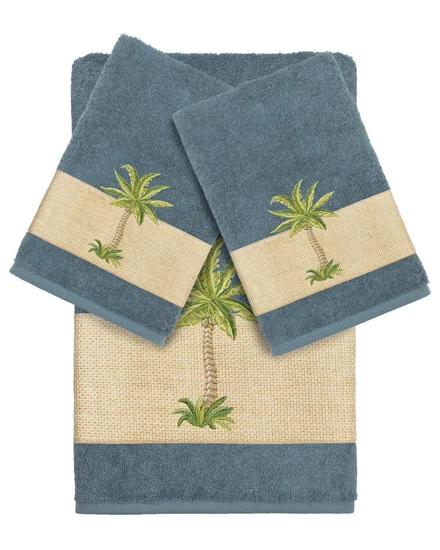 Colton 3-Piece Embellished Bath & Hand Towel Set - Teal
