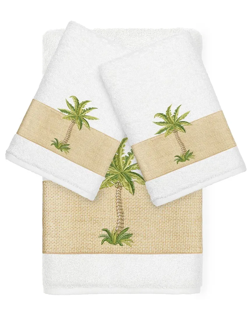 Colton 3-Piece Embellished Bath & Hand Towel Set - White