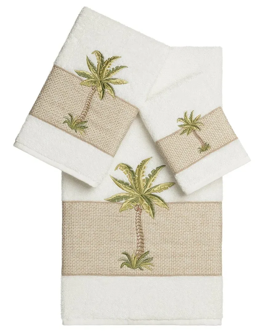 Colton 3Pc Embellished Towel Set - Cream, Turkish Cotton