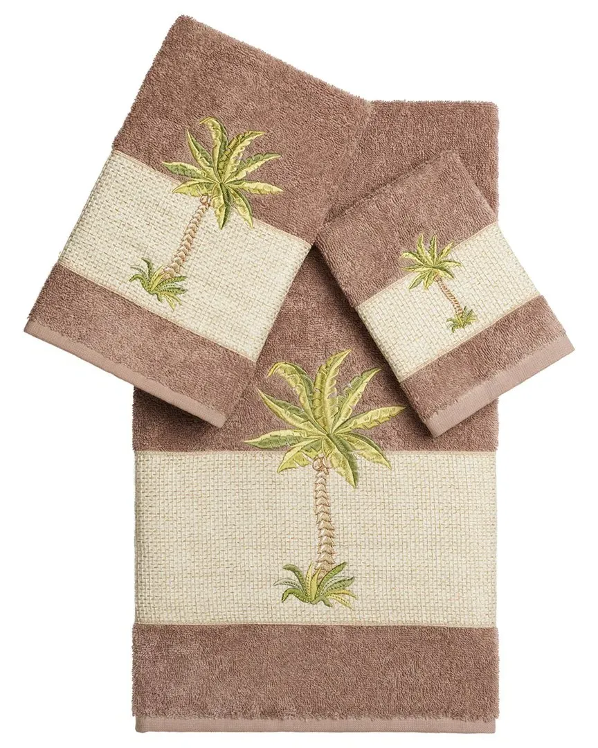 Colton 3Pc Embellished Towel Set - Latte, Turkish Cotton