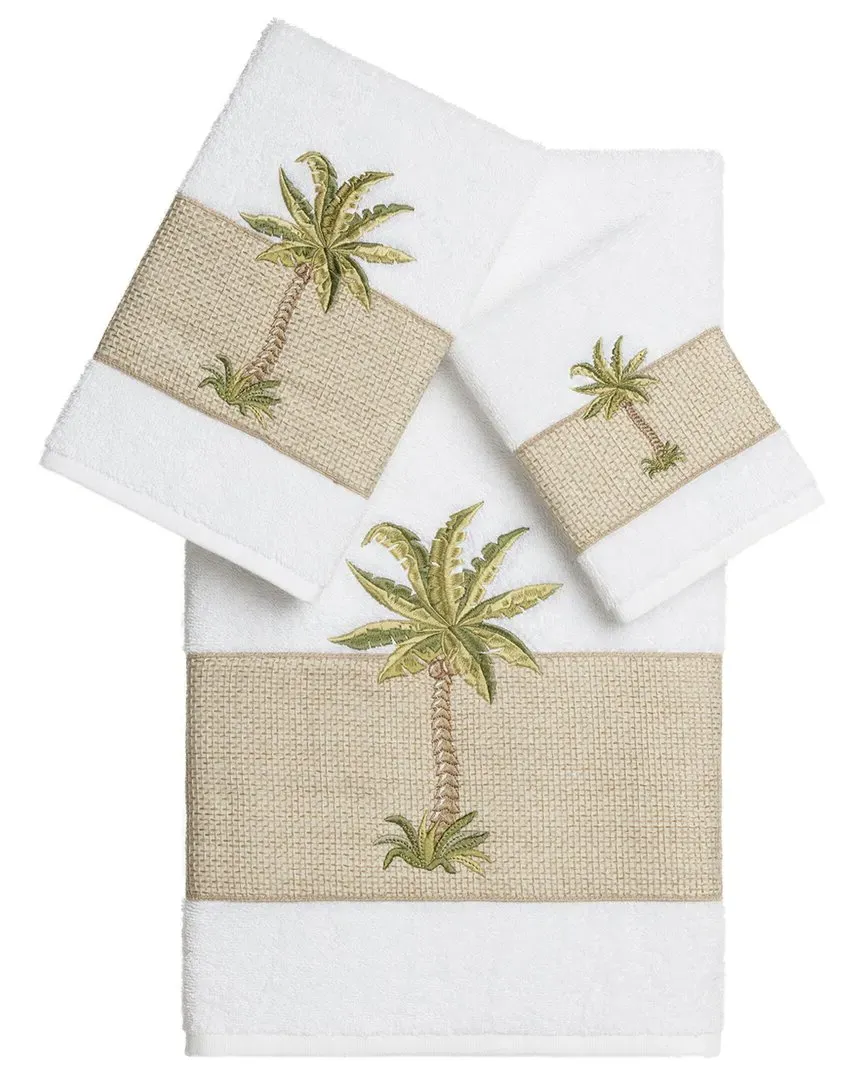 Colton 3Pc Embellished Towel Set - White, Turkish Cotton