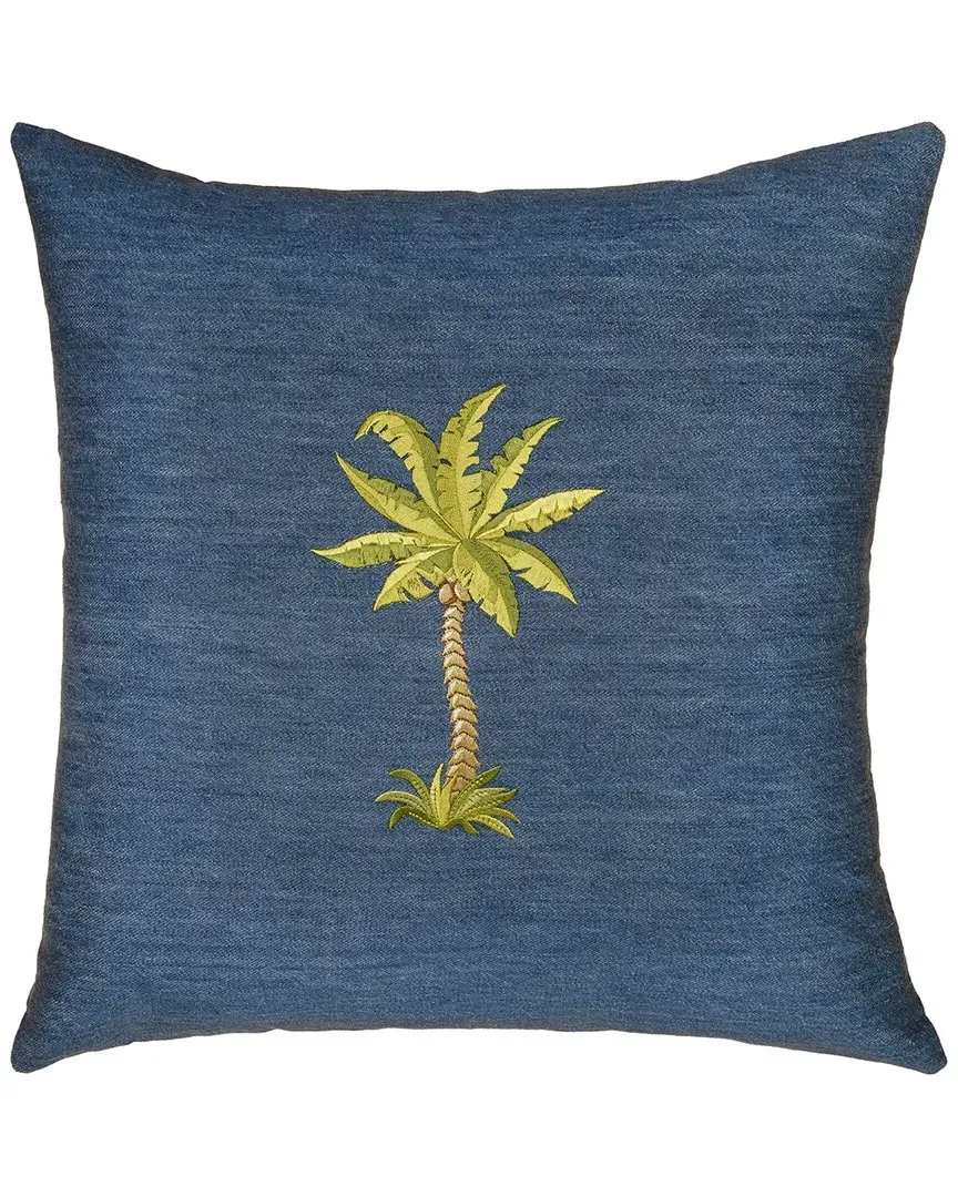 Colton Pillow Cover with Palm Tree Embroidery - Denim, Cotton