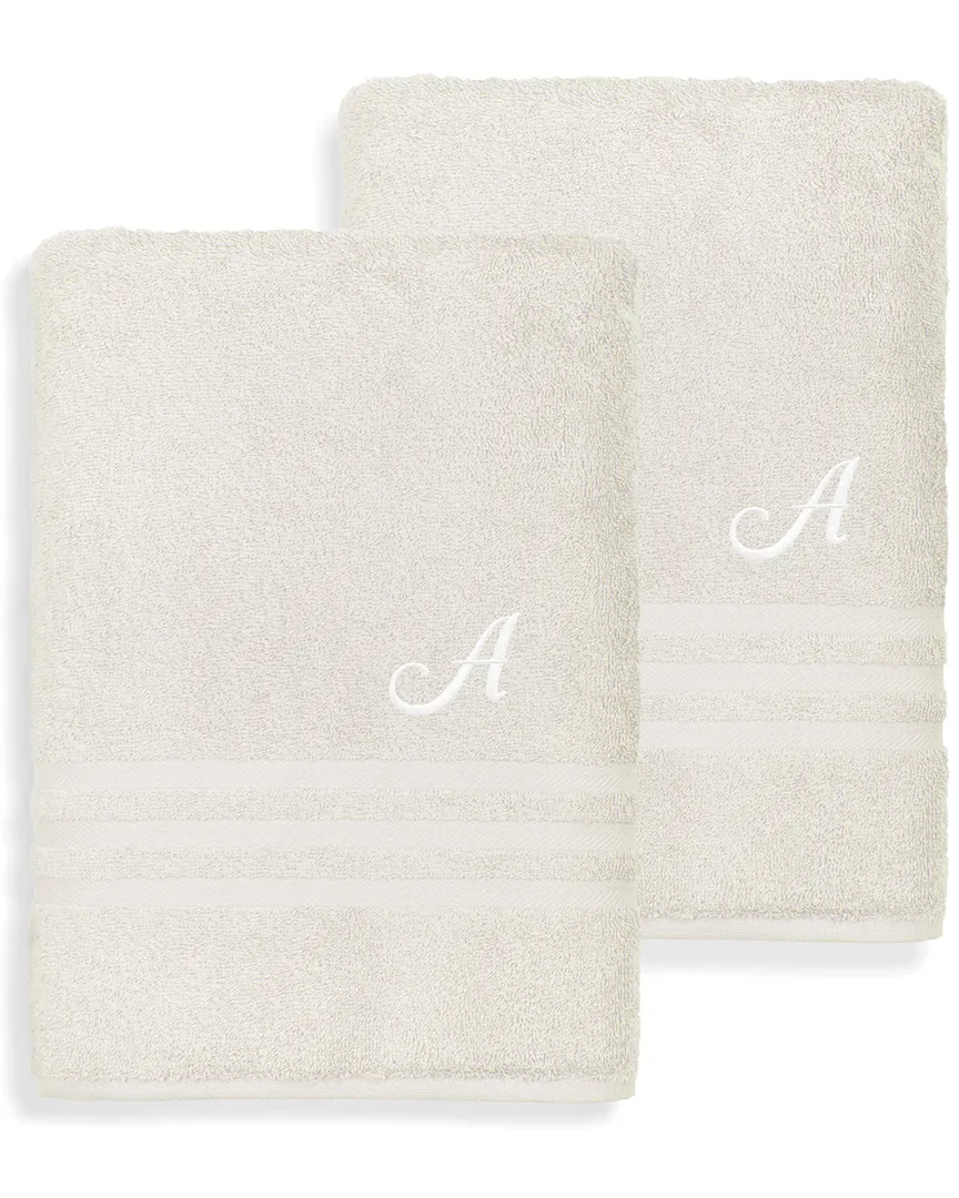 Denzi 2pc Monogrammed Bath Sheet Set - Cream, Turkish Cotton