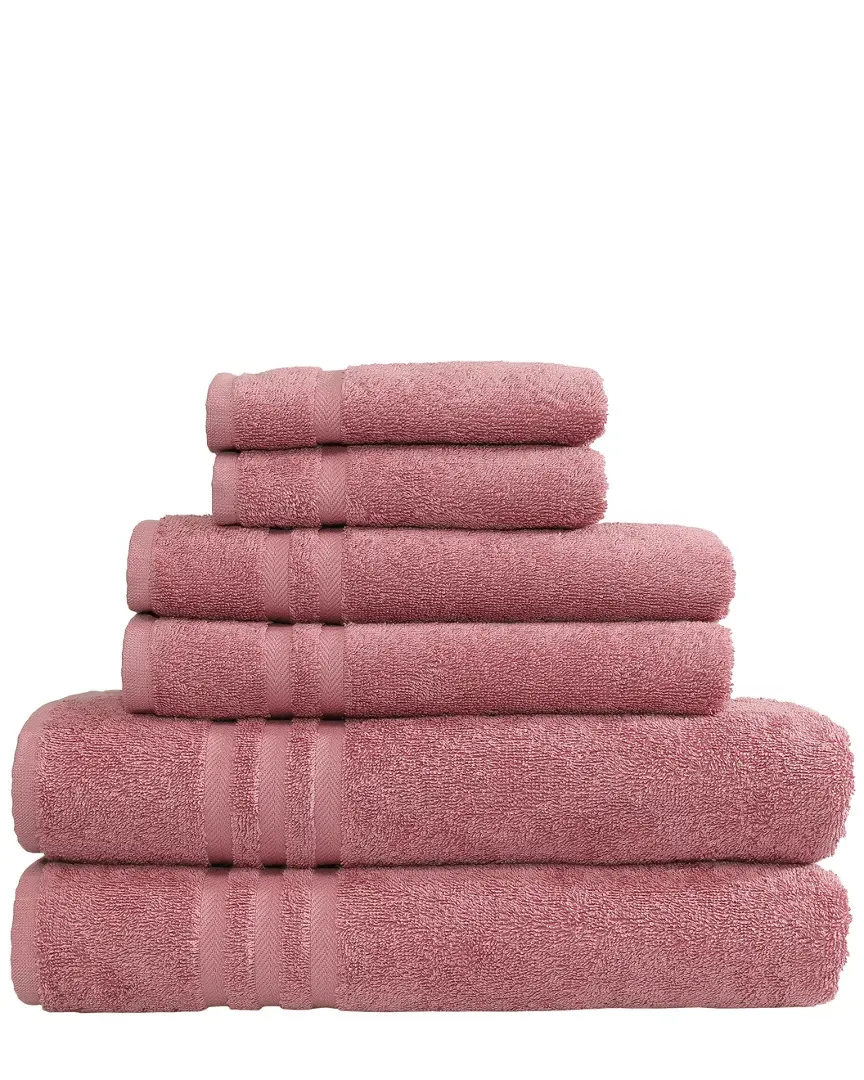 Denzi 6-Piece Towel Set - Tea Rose, Turkish Cotton