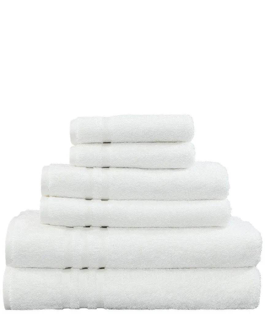 Denzi 6-Piece Towel Set - White, Turkish Cotton