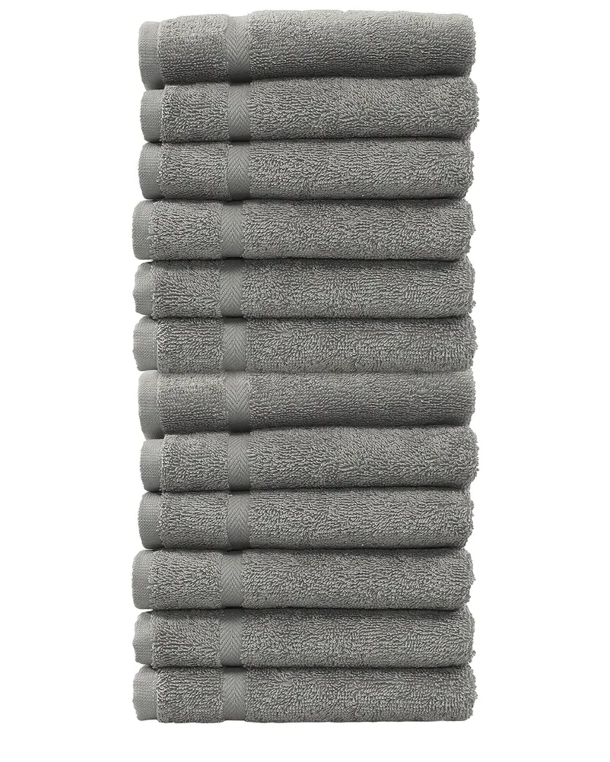 Denzi Set of 12 Washcloths - Dark Grey, Cotton