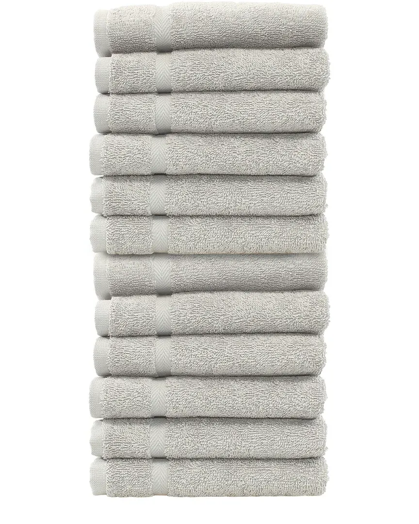 Denzi Set of 12 Washcloths - Grey, Cotton
