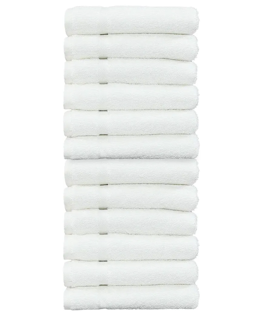 Denzi Set of 12 Washcloths - White, Cotton