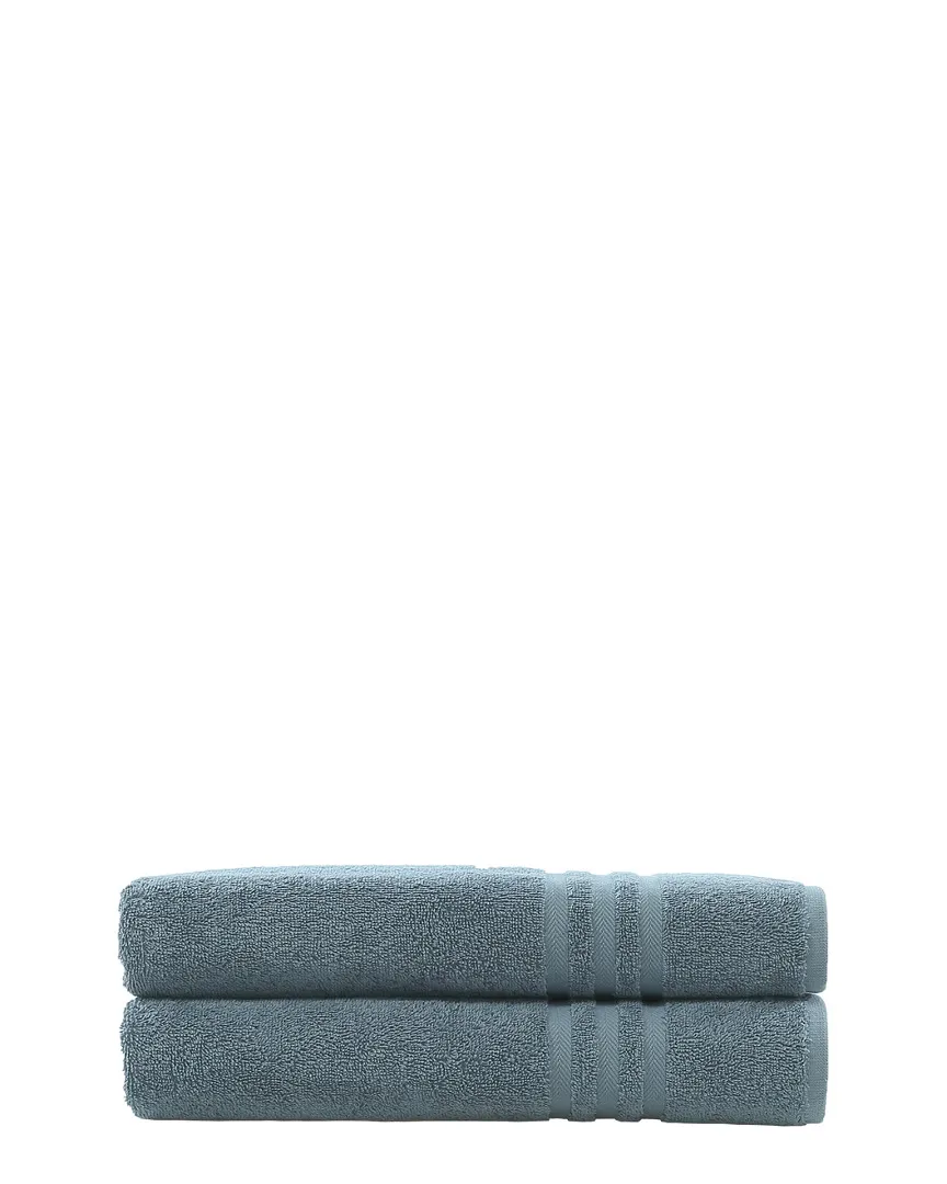 Denzi Set of 2 Bath Towels - Denzi Blue, Turkish Cotton