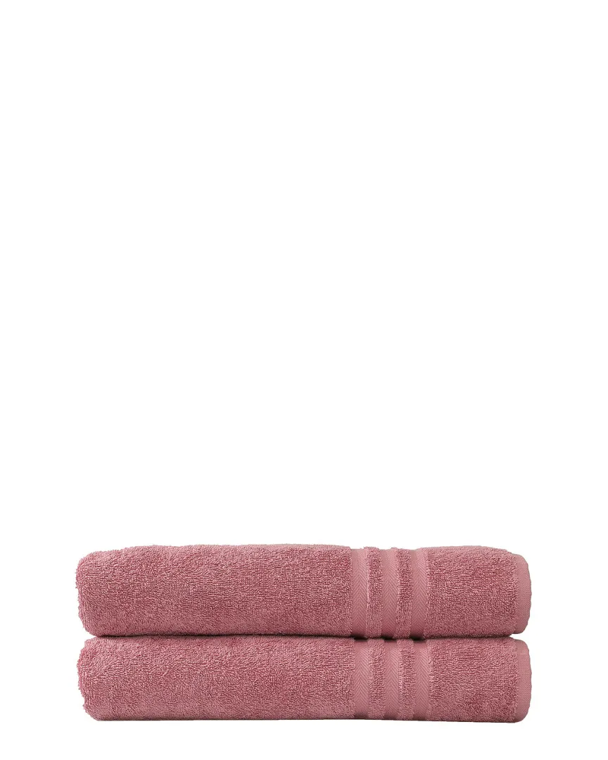 Denzi Set of 2 Bath Towels - Tea Rose, Turkish Cotton