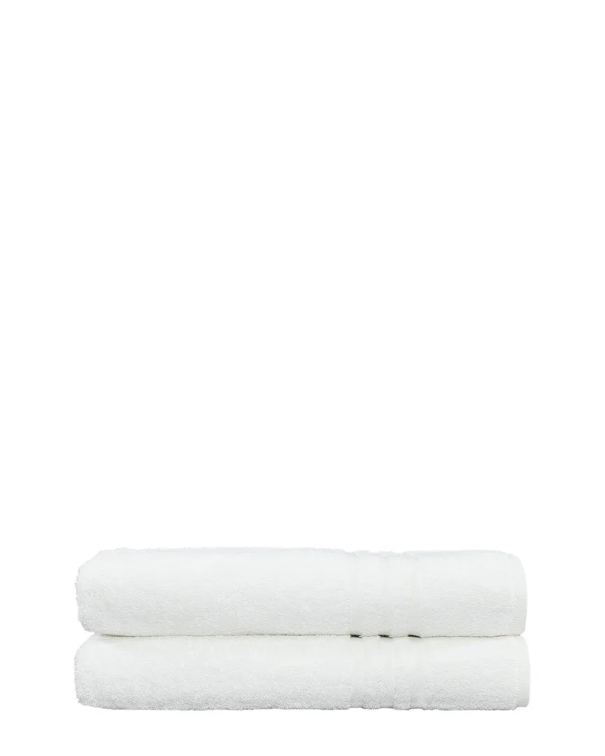 Denzi Set of 2 Bath Towels - White, Turkish Cotton