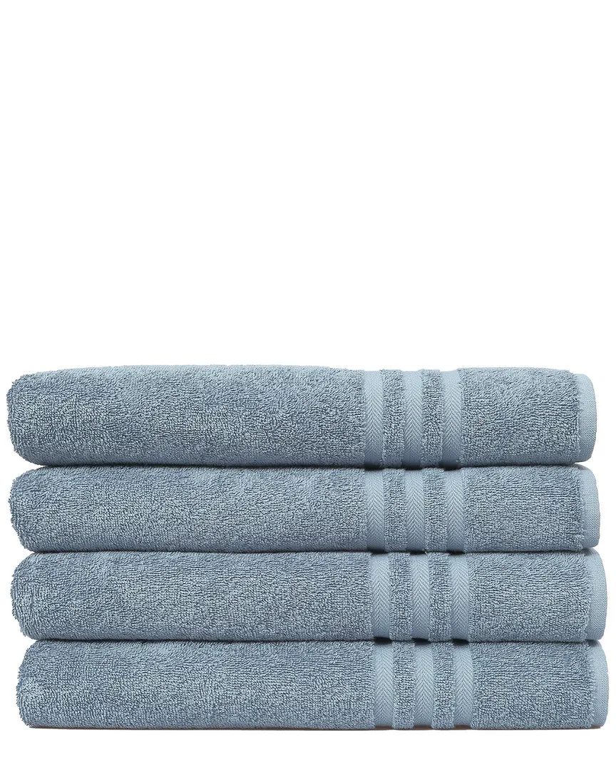 Denzi Set of 4 Bath Towels - Blue, Turkish Cotton image