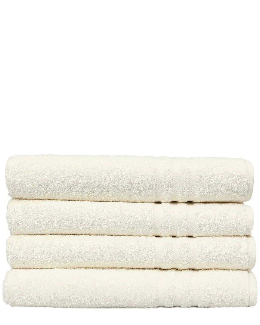Denzi Set of 4 Bath Towels - Cream, Turkish Cotton