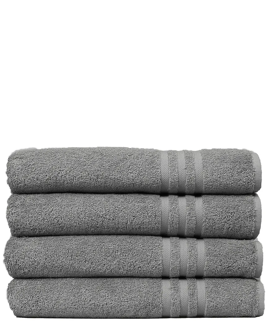 Denzi Set of 4 Bath Towels - Dark Grey, Turkish Cotton