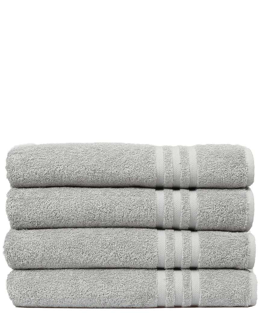 Denzi Set of 4 Bath Towels - Grey, Turkish Cotton