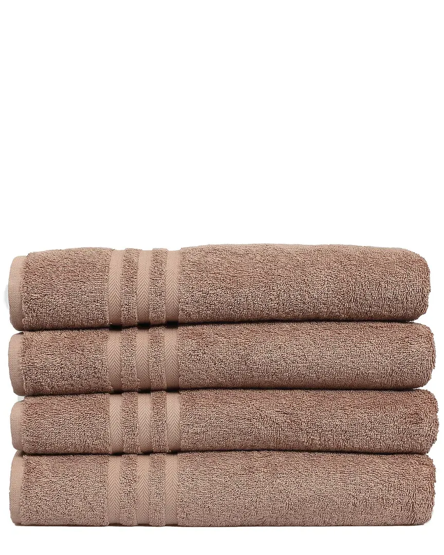 Denzi Set of 4 Bath Towels - Latte, Turkish Cotton
