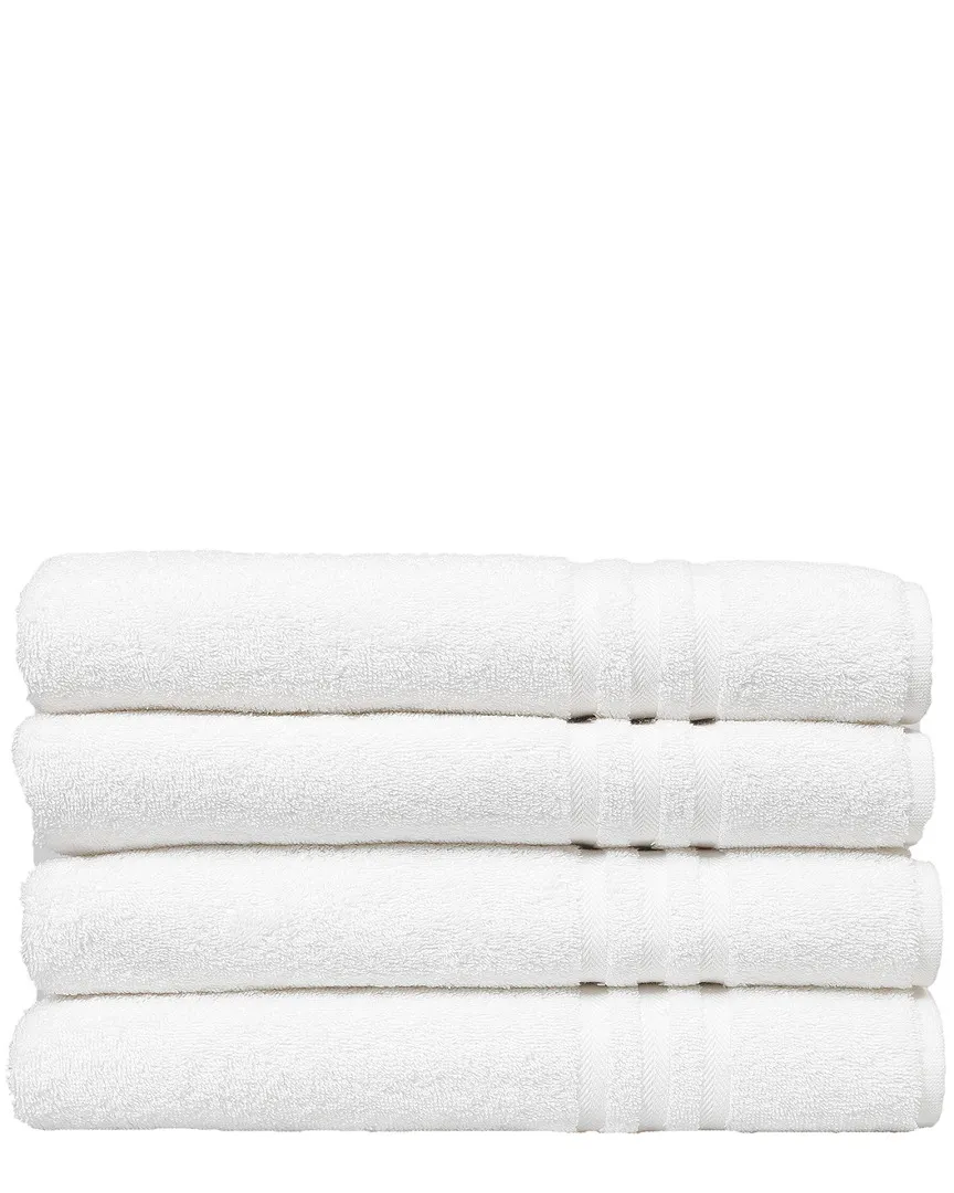 Denzi Set of 4 Bath Towels - White, Turkish Cotton