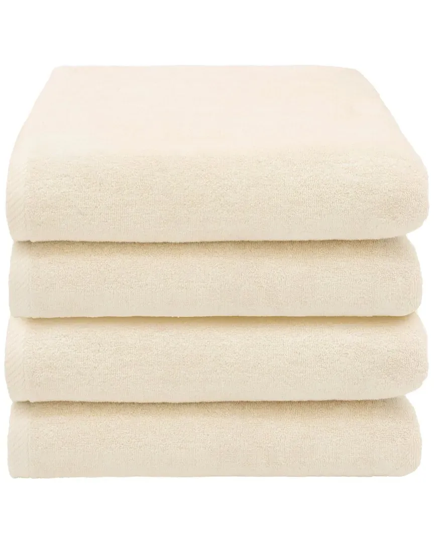 Ediree Bath Towel Set of 4 - Beige, Turkish Cotton