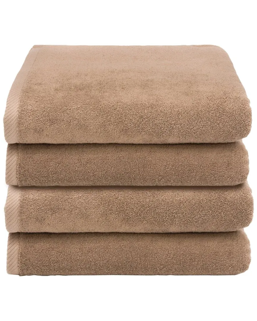 Ediree Bath Towel Set of 4 - Cocoa, Turkish Cotton