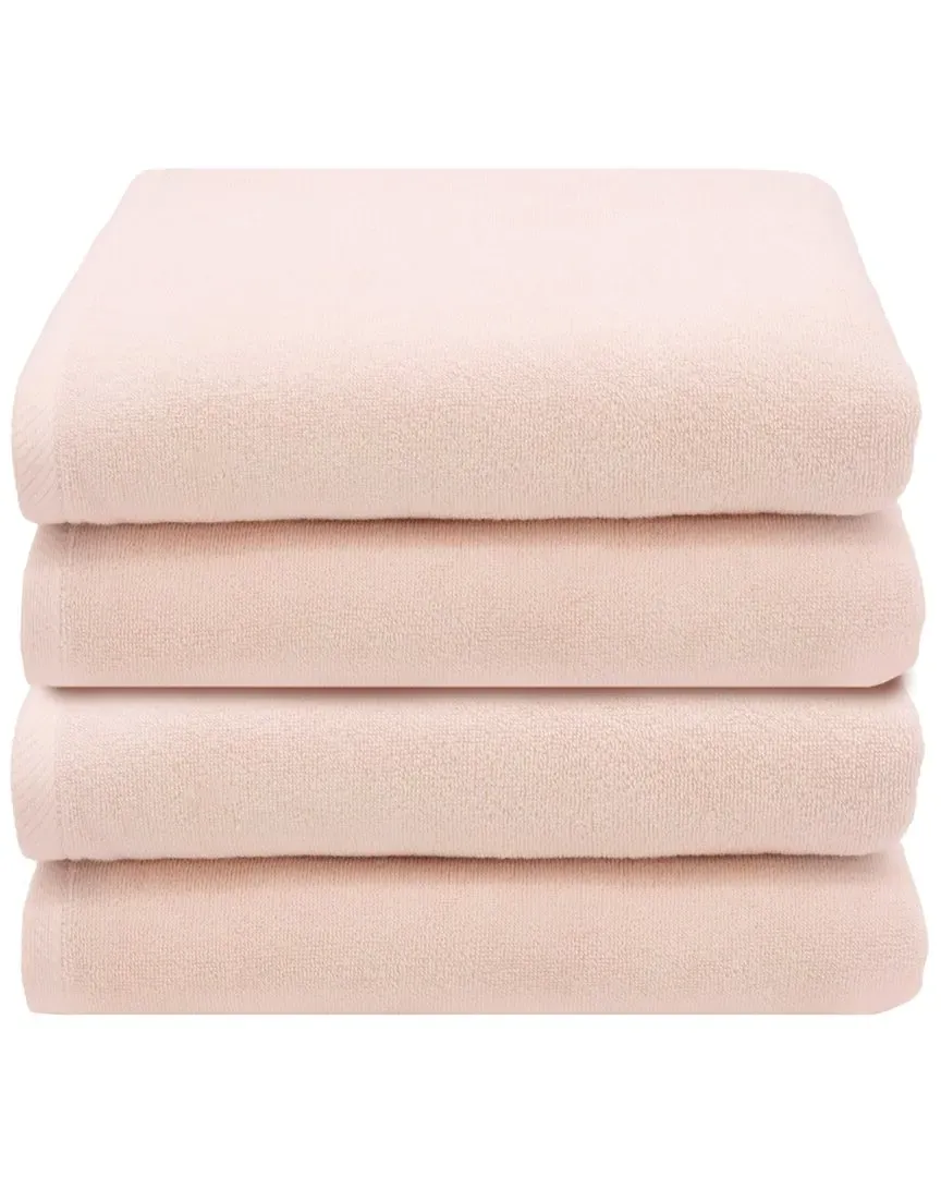 Ediree Bath Towel Set of 4 - Pink, Turkish Cotton