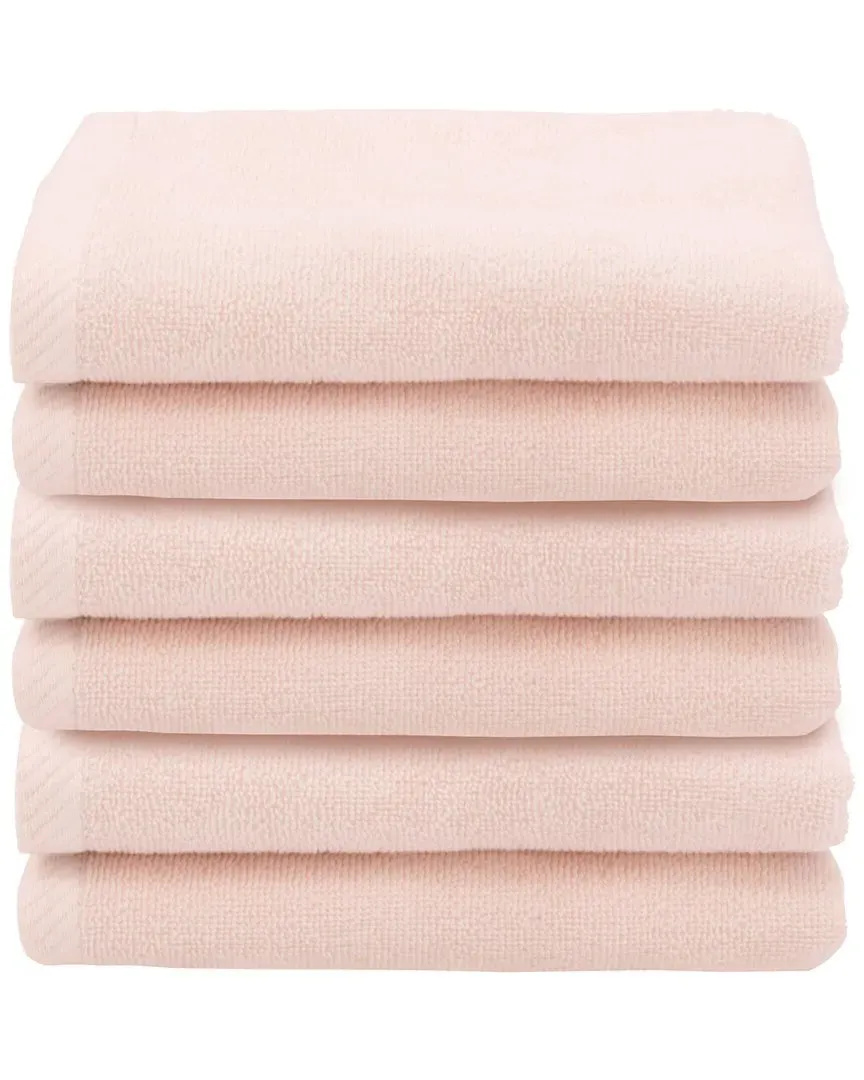 Ediree Fingertip Towels Set of 6 - Blush, Turkish Cotton