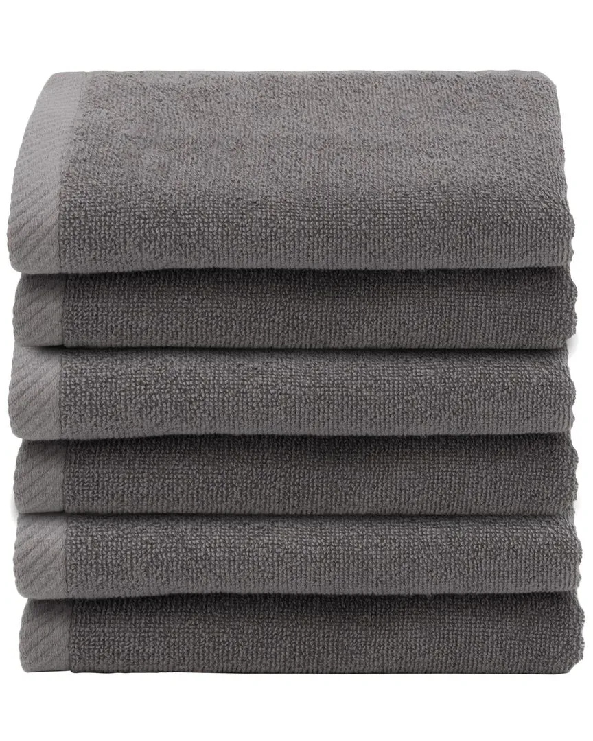 Ediree Fingertip Towels Set of 6 - Charcoal, Turkish Cotton