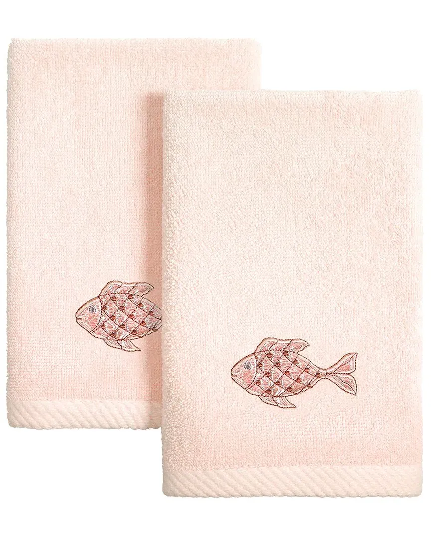 Figi 2pc Embellished Fingertip Towel Set - Blush, Turkish Cotton