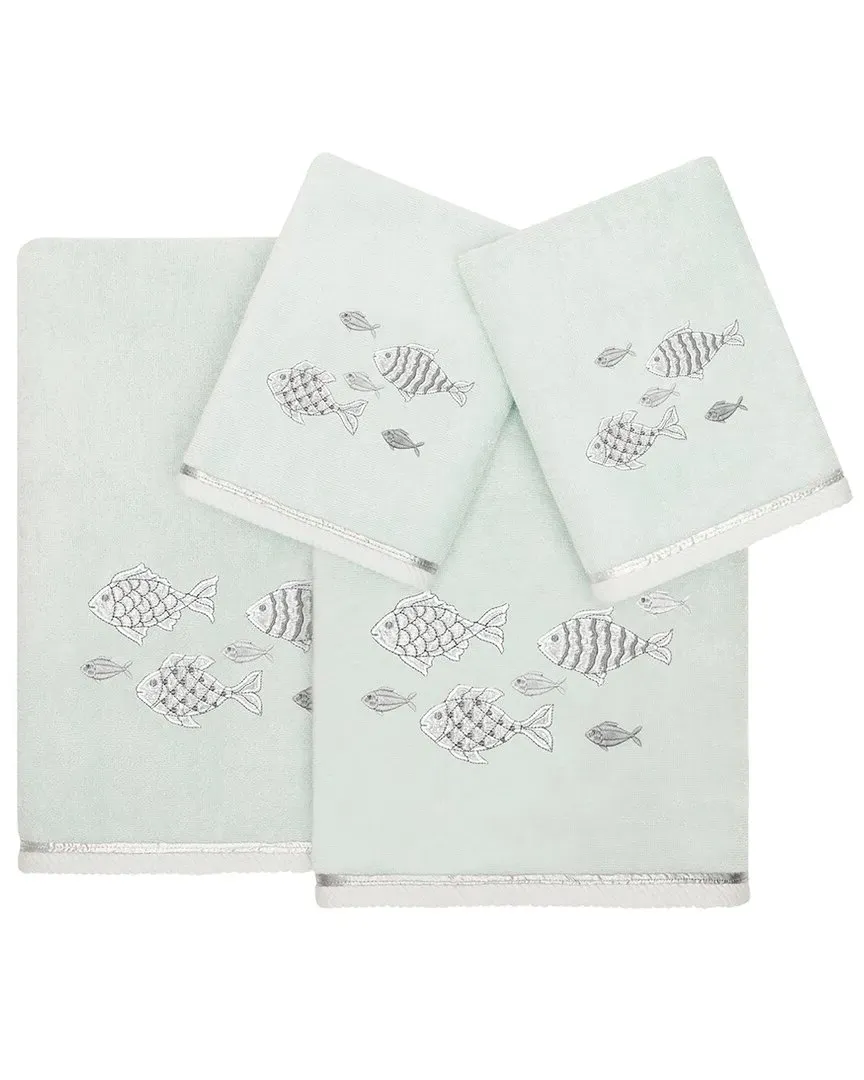 Figi 4pc Embellished Towel Set - Aqua, Turkish Cotton image