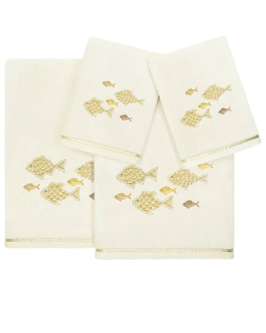 Figi 4pc Embellished Towel Set - Beige, Turkish Cotton