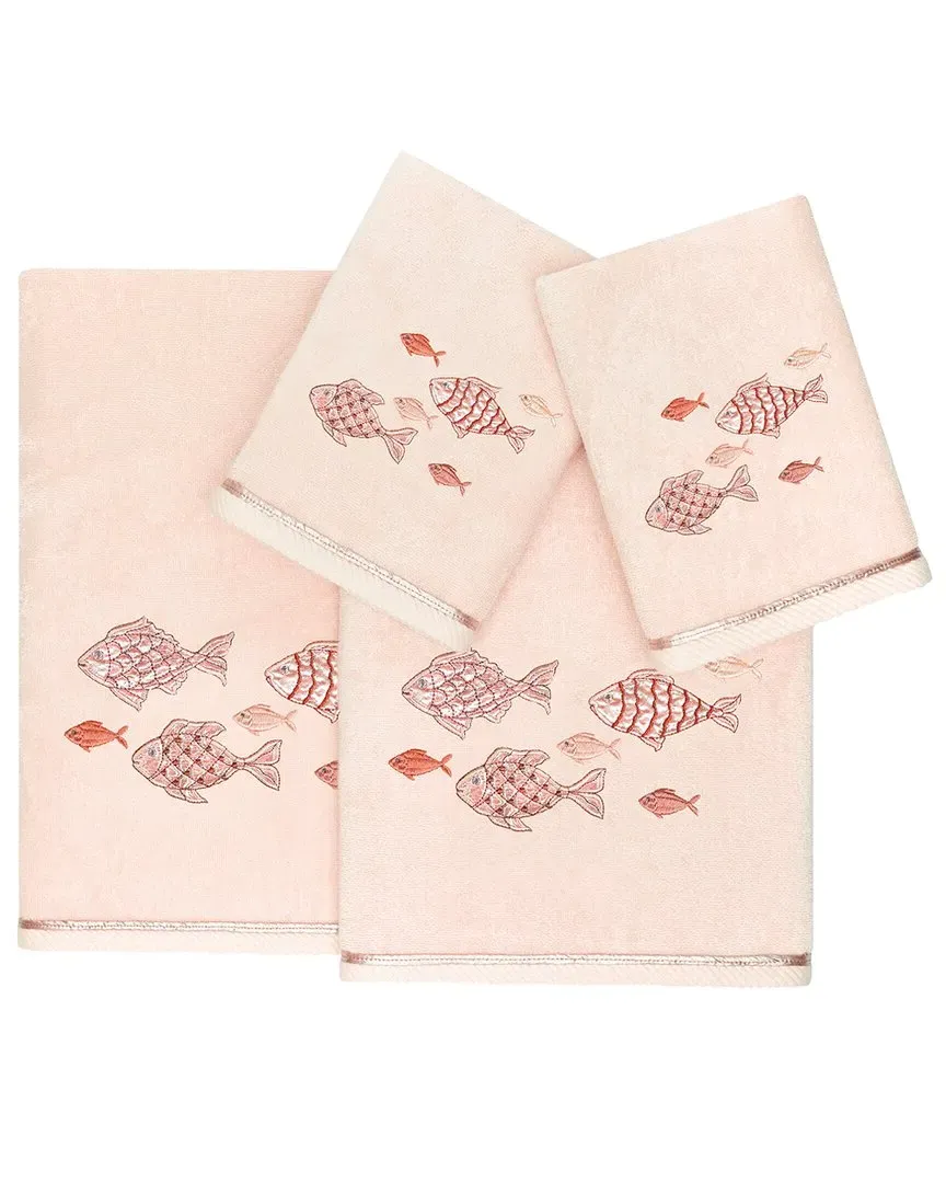 Figi 4pc Embellished Towel Set - Blush, Turkish Cotton