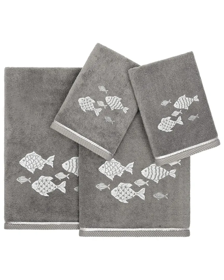Figi 4pc Embellished Towel Set - Charcoal, Turkish Cotton