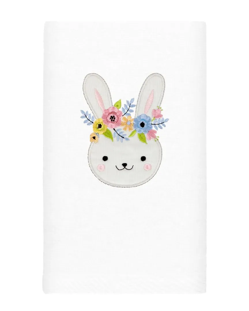 Flower Crown Embroidered Hand Towel - White, Turkish Cotton