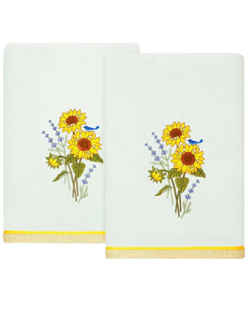 Girasol 2pc Embellished Bath Towel Set - Aqua, Turkish Cotton