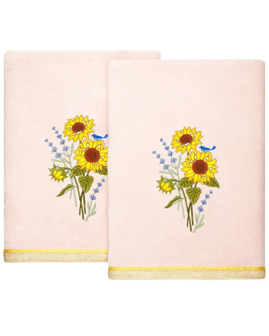 Girasol 2pc Embellished Bath Towel Set - Pink, Turkish Cotton