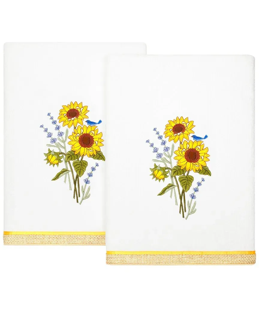 Girasol 2pc Embellished Bath Towel Set - White, Turkish Cotton