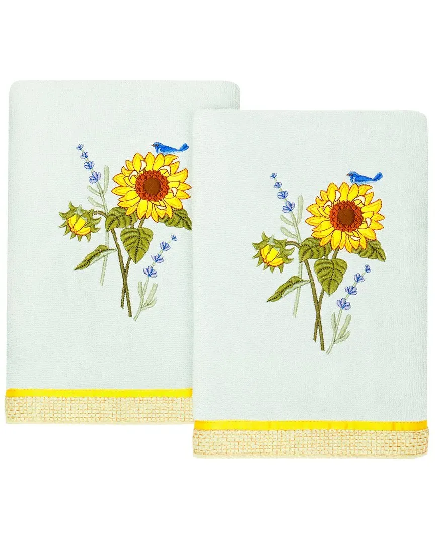 Girasol 2pc Embellished Hand Towel Set - Aqua, Turkish Cotton image