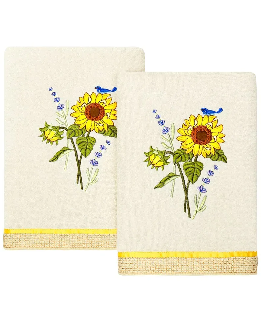 Girasol 2pc Embellished Hand Towel Set - Beige, Turkish Cotton