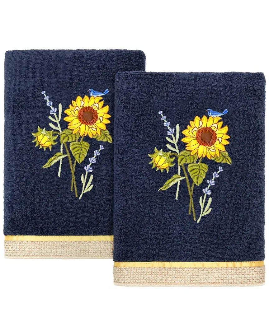 Girasol 2pc Embellished Hand Towel Set - Blue, Turkish Cotton